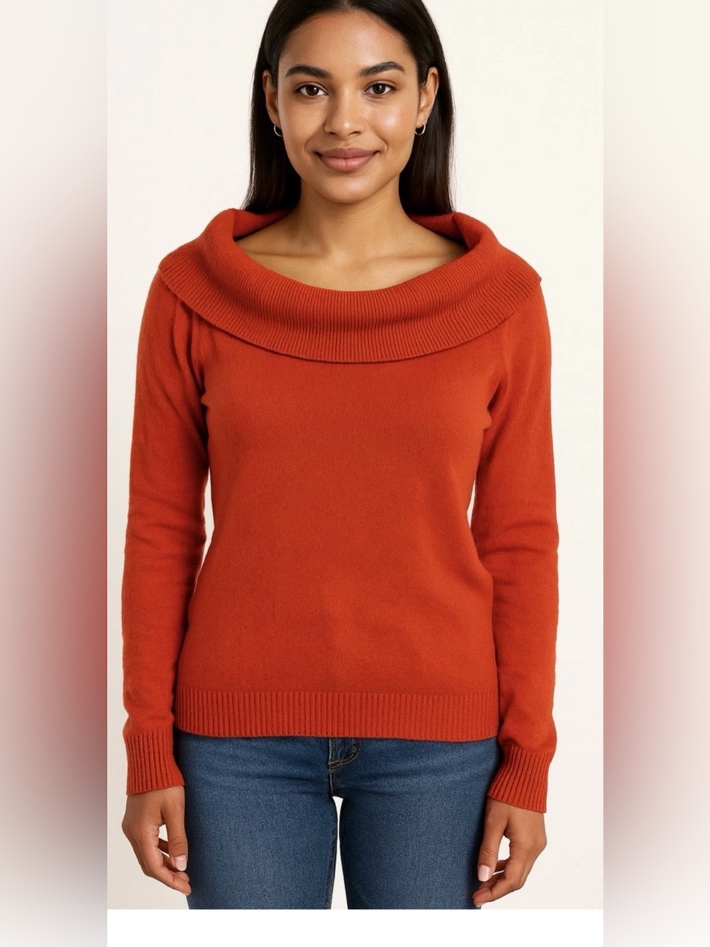Women’s Anthropology Orange Cowl Neck  Sweater Sz XS